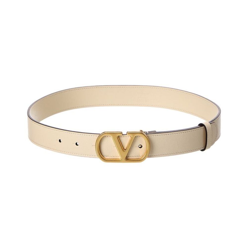 Valentino Vlogo Signature Leather Belt, White